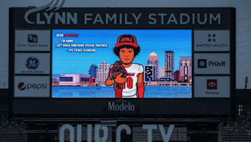 A billboard for Pierce Clarkson says "Dear Louisville, I'm home. Let's build something special together" can be seen at Lynn Family Stadium on Friday morning. January 28, 2022Louisville Player Billboard