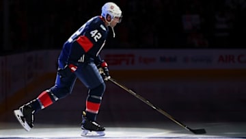 Sep 9, 2016; Columbus, OH, USA; Team USA forward David Backes (42) against Team Canada during a World Cup of Hockey pre-tournament game at Nationwide Arena. Team USA won 4-2. Mandatory Credit: Aaron Doster-USA TODAY Sports