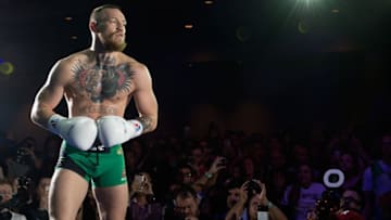 LAS VEGAS, NV - MARCH 2: UFC featherweight champion Conor McGregor holds an open training session for fans and media at the Jabbawockeez Theater in the MGM Grand Hotel/Casino on March 2, 2016 in Las Vegas, Nevada. (Photo by Brandon Magnus/Zuffa LLC/Zuffa LLC via Getty Images)
