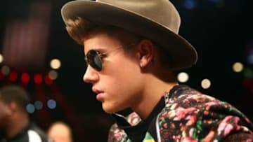 May 3, 2014; Las Vegas, NV, USA; Recording artist Justin Bieber in attendance before Floyd Mayweather Jr. fights Marcos Maidana at MGM Grand. Mandatory Credit: Mark J. Rebilas-USA TODAY Sports