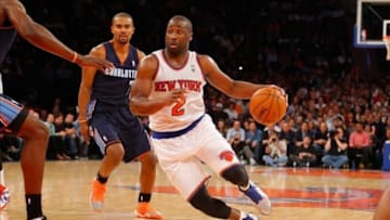 Nov 5, 2013; New York, NY, USA; New York Knicks point guard Raymond Felton (2) drives to the basket during the second half against the Charlotte Bobcats at Madison Square Garden. Charlotte Bobcats defeat the New York Knicks 102-97. Mandatory Credit: Jim O
