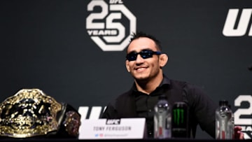 BOSTON, MA - JANUARY 19: Tony Ferguson interacts with media and fans during the UFC press conference at TD Garden on January 19, 2018 in Boston, Massachusetts. (Photo by Jeff Bottari/Zuffa LLC/Zuffa LLC via Getty Images)
