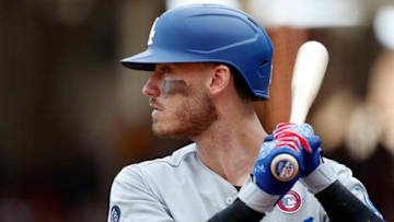 CINCINNATI, OH - MAY 18: Cody Bellinger #35 of the Los Angeles Dodgers looks on while waiting to bat during a game against the Cincinnati Reds at Great American Ball Park on May 18, 2019 in Cincinnati, Ohio. The Reds won 4-0. (Photo by Joe Robbins/Getty Images)
