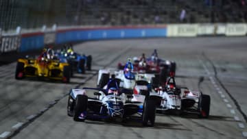 FORT WORTH, TEXAS - JUNE 08: Takuma Sato of Japan, driver of the #30 ABeam Consulting Honda, leads a pack of cars during the NTT IndyCar Series DXC Technology 600 at Texas Motor Speedway on June 08, 2019 in Fort Worth, Texas. (Photo by Jared C. Tilton/Getty Images)