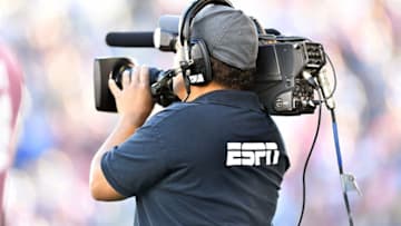 Nov 6, 2016; Commerce City, CO, USA; General view of a ESPN broadcast camera crew on the sidelines of the playoff match between the Los Angeles Galaxy against the Colorado Rapids at Sporting Goods Park. Rapids win 1-0 in a shootout (3-1). Mandatory Credit: Ron Chenoy-USA TODAY Sports