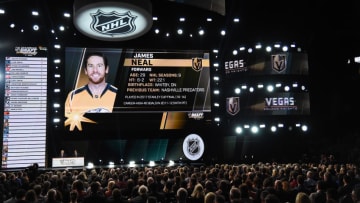 LAS VEGAS, NV - JUNE 21: James Neal is selected by the Las Vegas Golden Knights during the 2017 NHL Awards and Expansion Draft at T-Mobile Arena on June 21, 2017 in Las Vegas, Nevada. (Photo by Ethan Miller/Getty Images)