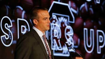 South Carolina Head Coach Shane Beamer speaks to the media during SEC Media Days at the Hyatt Regency in Hoover, Ala., Monday, July 19, 2021. [Staff Photo/Gary Cosby Jr.]Sec Media Days Ed Orgeron