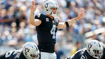NASHVILLE, TN- SEPTEMBER 10: Quarterback Derek Carr (Photo by Wesley Hitt/Getty Images)