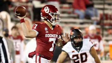 Spencer Rattler, Oklahoma Sooners. Mandatory Credit: Kevin Jairaj-USA TODAY Sports