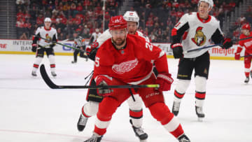DETROIT, MICHIGAN - JANUARY 10: Mike Green #25 of the Detroit Red Wings skates against the Ottawa Senators at Little Caesars Arena on January 10, 2020 in Detroit, Michigan. (Photo by Gregory Shamus/Getty Images)