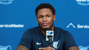 MEMPHIS, TN - AUGUST 29: Ben McLemore of the Memphis Grizzlies looks on during a press conference on August 29, 2017 at FedExForum in Memphis, Tennessee. NOTE TO USER: User expressly acknowledges and agrees that, by downloading and or using this photograph, User is consenting to the terms and conditions of the Getty Images License Agreement. Mandatory Copyright Notice: Copyright 2017 NBAE (Photo by Joe Murphy/NBAE via Getty Images)