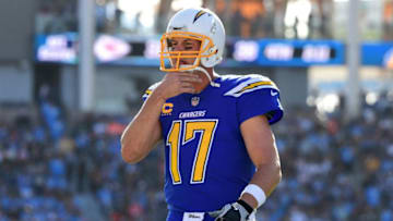 CARSON, CA - DECEMBER 03: Philip Rivers #17 of the Los Angeles Chargers during the game against the Cleveland Browns at StubHub Center on December 3, 2017 in Carson, California. (Photo by Harry How/Getty Images)