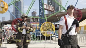"Badlands" Episode 803 -- Pictured: (l-r) Eamonn Walker as Battalion Chief Wallace Boden, Jesse Spencer as Matthew Casey -- (Photo by: Adrian Burrows/NBC)
