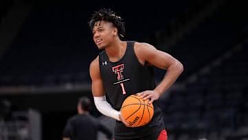 March 23, 2022; San Francisco, CA, USA; Texas Tech Red Raiders guard Terrence Shannon Jr. (1) smiles during practice day of the NCAA Tournament West Regional at Chase Center. Mandatory Credit: Kelley L Cox-USA TODAY Sports