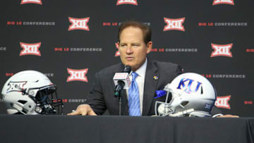ARLINGTON, TX - JULY 15: Kansas head coach Les Miles speaks during the Big 12 Media Days on July 15, 2019 at AT&T Stadium in Arlington, TX. (Photo by George Walker/Icon Sportswire via Getty Images)