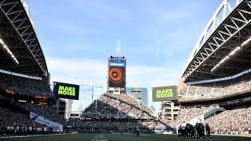 SEATTLE, WASHINGTON - SEPTEMBER 25: A general view as the Atlanta Falcons play the Seattle Seahawks during the second half at Lumen Field on September 25, 2022 in Seattle, Washington. (Photo by Jane Gershovich/Getty Images)