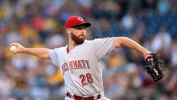 Aug 5, 2016; Pittsburgh, PA, USA; Cincinnati Reds starting pitcher Anthony DeSclafani (28) delivers a pitch against the Pittsburgh Pirates during the first inning at PNC Park. Mandatory Credit: Charles LeClaire-USA TODAY Sports
