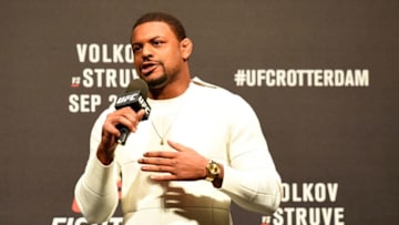 ROTTERDAM, NETHERLANDS - SEPTEMBER 01: Lightweight fighter Michael Johnson interacts with fans during a Q