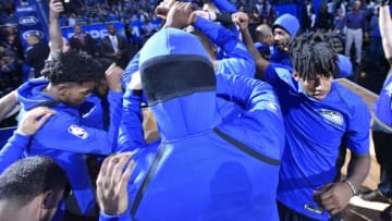 ORLANDO, FL - DECEMBER 8: The Orlando Magic celebrate before the game against the Denver Nuggets on December 8, 2017 at the Amway Center in Orlando, Florida. NOTE TO USER: User expressly acknowledges and agrees that, by downloading and or using this Photograph, user is consenting to the terms and conditions of the Getty Images License Agreement. Mandatory Copyright Notice: Copyright 2017 NBAE (Photo by Fernando Medina/NBAE via Getty Images)