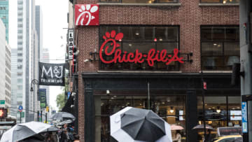 NEW YORK, NY - OCTOBER 2: The exterior of Chick-Fil-A, a day before its opening, on 37th Street and 6th Avenue, on October 2, 2015 in New York City.. The fast food chicken restaurant is set to open its first store in Manhattan. (Photo by Andrew Renneisen/Getty Images)