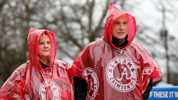 ATLANTA, GA - DECEMBER 31: Fans of the Alabama Crimson Tide looks on prior to the 2016 Chick-fil-A Peach Bowl between the Alabama Crimson Tide and the Washington Huskies at the Georgia Dome on December 31, 2016 in Atlanta, Georgia. (Photo by Mike Zarrilli/Getty Images)