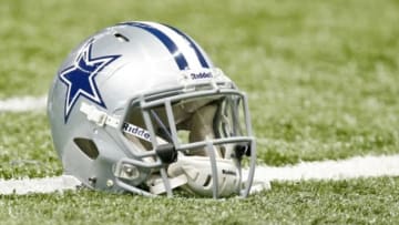 Nov 10, 2013; New Orleans, LA, USA; A detail of a Dallas Cowboys helmet prior to a game against the New Orleans Saints at Mercedes-Benz Superdome. Mandatory Credit: Derick E. Hingle-USA TODAY Sports