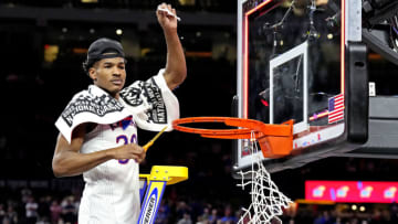 Ochai Agbaji and Kansas celebrated a national championship and made a statement ahead of the NBA Draft. Mandatory Credit: Robert Deutsch-USA TODAY Sports