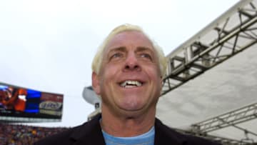 Wrestler Ric Flair on the sidelines before the NFC Championship game as the Chicago Bears host the New Orleans Saints Jan. 21, 2007 at Soldier Field, Chicago. (Photo by Al Messerschmidt/Getty Images)