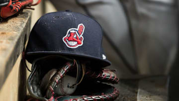 MINNEAPOLIS, MN- APRIL 17: A Cleveland Indians hat with Chief Wahoo against the Minnesota Twins on April 17, 2017 at Target Field in Minneapolis, Minnesota. The Indians defeated the Twins 3-1. (Photo by Brace Hemmelgarn/Minnesota Twins/Getty Images) *** Local Caption ***