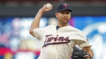 Sep 19, 2015; Minneapolis, MN, USA; Minnesota Twins starting pitcher Mike Pelfrey (37) pitches to the Los Angeles Angels in the first inning during game two of a doubleheader at Target Field. Mandatory Credit: Bruce Kluckhohn-USA TODAY Sports