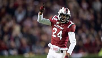 Israel Mukuamu of the South Carolina Gamecocks (Photo by Michael Chang/Getty Images)