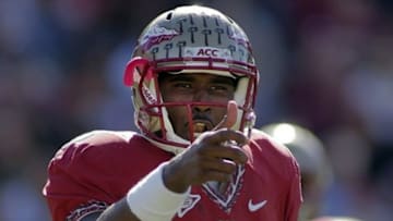 Oct 22, 2011; Tallahassee, FL, USA; Florida State Seminoles quarterback E.J. Manuel (3) calls a play against the Maryland Terrapins in the first quarter at Doak Campbell Stadium. Mandatory Credit: Phil Sears-USA TODAY Sports
