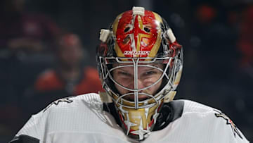 Oscar Dansk #35 of the Vegas Golden Knights. (Photo by Bruce Bennett/Getty Images)