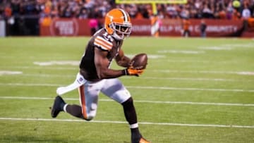 Oct 26, 2014; Cleveland, OH, USA; Cleveland Browns wide receiver Andrew Hawkins (16) at FirstEnergy Stadium. Mandatory Credit: Ken Blaze-USA TODAY Sports