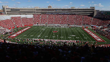 MADISON, WI - SEPTEMBER 19: General view of action between the Wisconsin Badgers and the Troy Trojans during the first quarter of the college football game at Camp Randall Stadium on September 19, 2015 in Madison, Wisconsin. The Badgers defeated the Trojans 28-3. (Photo by Christian Petersen/Getty Images)