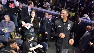 February 15, 2015; New York, NY, USA; Eastern Conference center Chris Bosh of the Miami Heat (1) comes on to the floor before the 2015 NBA All-Star Game at Madison Square Garden. Mandatory Credit: Bob Donnan-USA TODAY Sports