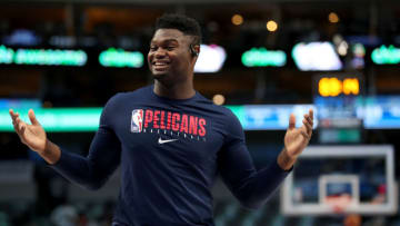 DALLAS, TEXAS - MARCH 04: Zion Williamson #1 of the New Orleans Pelicans (Photo by Tom Pennington/Getty Images)