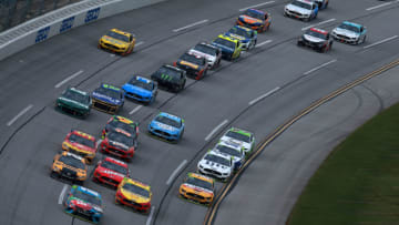 TALLADEGA, ALABAMA - OCTOBER 14: Kyle Busch, driver of the #18 M&M's Hazelnut Toyota, races during the Monster Energy NASCAR Cup Series 1000Bulbs.com 500 at Talladega Superspeedway on October 14, 2019 in Talladega, Alabama. (Photo by Sean Gardner/Getty Images)