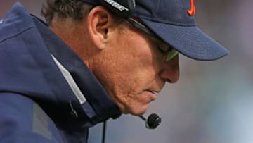 CHICAGO, IL - OCTOBER 19: Head coach Marc Trestman of the Chicago Bears paces the sidelines during a game against the Miami Dolphins at Soldier Field on October 19, 2014 in Chicago, Illinois. The Dolphins defeated the Bears 27-14. (Photo by Jonathan Daniel/Getty Images)