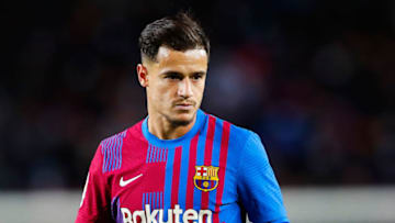 BARCELONA, SPAIN - DECEMBER 04: Philippe Coutinho of FC Barcelona looks on during the La Liga Santander match between FC Barcelona and Real Betis at Camp Nou on December 04, 2021 in Barcelona, Spain. (Photo by Eric Alonso/Getty Images)