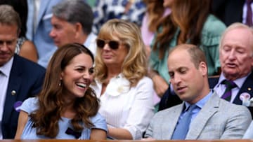 LONDON, ENGLAND - JULY 14: Catherine, Duchess of Cambridge and Prince William, Duke of Cambridge attend the Royal Box prior to the Men's Singles final between Novak Djokovic of Serbia and Roger Federer of Switzerland during Day thirteen of The Championships - Wimbledon 2019 at All England Lawn Tennis and Croquet Club on July 14, 2019 in London, England. (Photo by Laurence Griffiths/Getty Images)