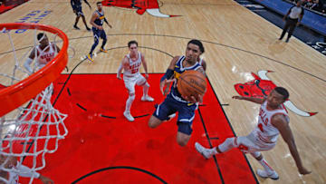 CHICAGO, IL - OCTOBER 12: Gary Harris #14 of the Denver Nuggets drives to the basket against the Chicago Bulls during a pre-season game on October 12, 2018 at the United Center in Chicago, Illinois. NOTE TO USER: User expressly acknowledges and agrees that, by downloading and or using this Photograph, user is consenting to the terms and conditions of the Getty Images License Agreement. Mandatory Copyright Notice: Copyright 2018 NBAE (Photo by Jeff Haynes/NBAE via Getty Images)