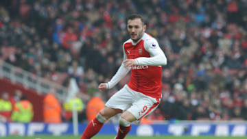 LONDON, ENGLAND - FEBRUARY 11: Lucas Perez of Arsenal during the Premier League match between Arsenal and Hull City at Emirates Stadium on February 11, 2017 in London, England. (Photo by David Price/Arsenal FC via Getty Images)