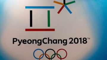 PARIS, FRANCE - OCTOBER 31: PyeongChang 2018 Winter Olympic Games logo is displayed during the 'Paris Games Week' on October 31, 2017 in Paris, France. 'Paris Games Week' is an international trade fair for video games to be held from October 31 to November 5, 2017. (Photo by Chesnot/Getty Images)