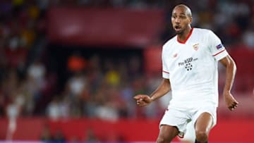 SEVILLE, SPAIN - AUGUST 22: Steven N'Zonzi of Sevilla FC in action during the UEFA Champions League Qualifying Play-Offs round second leg match between Sevilla FC and Istanbul Basaksehir F.K. at Estadio Ramon Sanchez Pizjuan on August 22, 2017 in Seville, Spain. (Photo by Aitor Alcalde/Getty Images)