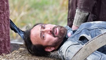 Nicolas Cage as Hero in the action/adventure film, PRISONERS OF THE GHOSTLAND. Photo courtesy of AMC+ and Shudder.