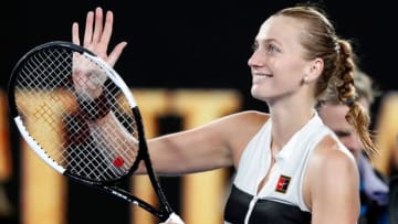Czech Republic's Petra Kvitova celebrates her victory against Danielle Collins of the US during their women's singles semi-final match on day 11 of the Australian Open tennis tournament in Melbourne on January 24, 2019. (Photo by DAVID GRAY / AFP) / -- IMAGE RESTRICTED TO EDITORIAL USE - STRICTLY NO COMMERCIAL USE -- (Photo credit should read DAVID GRAY/AFP/Getty Images)