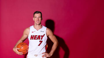 MIAMI, FL - SEPTEMBER 24: A media day portrait of Goran Dragic #7 of the Miami Heat on September 24, 2018 in Miami, Florida. NOTE TO USER: User expressly acknowledges and agrees that, by downloading and or using this Photograph, user is consenting to the terms and conditions of the Getty Images License Agreement. (Photo by Rob Foldy/Getty Images)