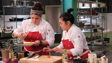 TOP CHEF -- "Blind Ambitions" Episode 1811 -- Pictured: (l-r) Maria Mazon, Jamie Tran -- (Photo by: David Moir/Bravo)