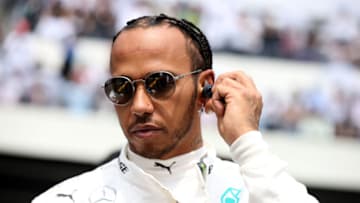 MEXICO CITY, MEXICO - OCTOBER 27: Lewis Hamilton of Great Britain and Mercedes GP prepares to drive on the grid before the F1 Grand Prix of Mexico at Autodromo Hermanos Rodriguez on October 27, 2019 in Mexico City, Mexico. (Photo by Charles Coates/Getty Images)